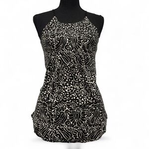 Banana Republic Halter Black and White Patterned Top